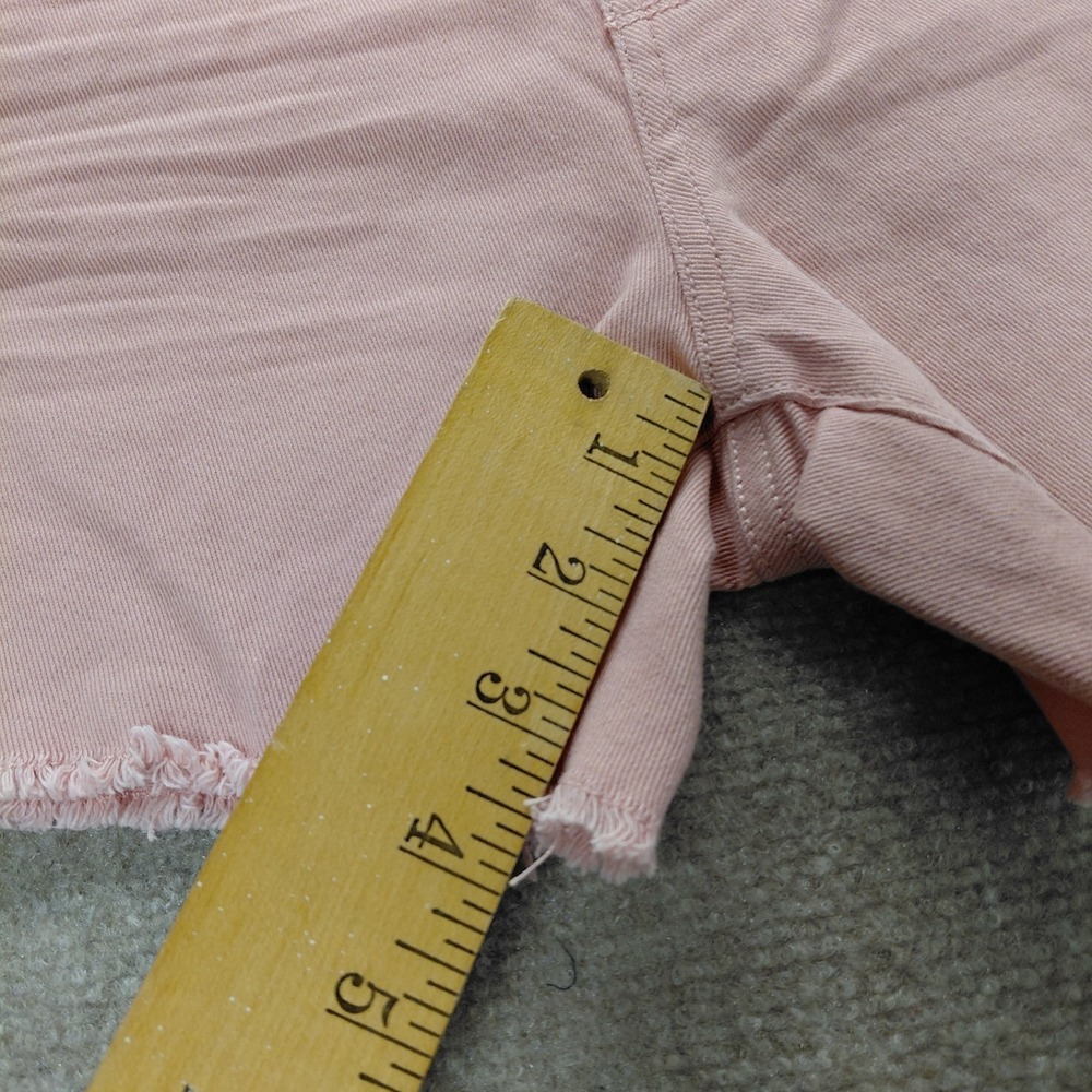 Time & Tru Women 16 Pink Distress High Rise Button Fly Denim Shorts Raw Hem NEW - Picture 6 of 11